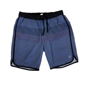 Travis Mathew Blue Striped Swim Trunks Boardshorts Surf Medium